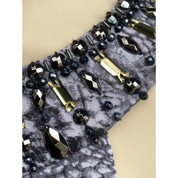 WHBM Halter Dress Sz 0 XS Snakeskin Print Beaded Embellishment Neckline - Picture 9 of 12